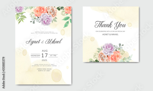 romantic flower vector wedding invitation