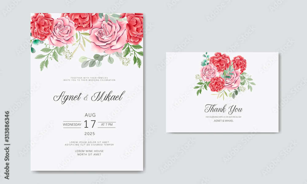 romantic flower vector wedding invitation