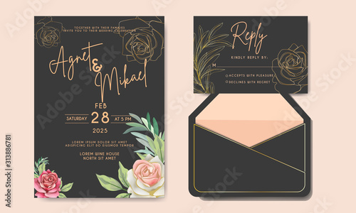 romantic flower vector wedding invitation