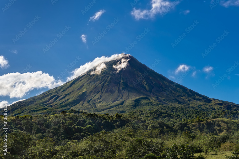 Costa Rica. The Arenal Volcano (Spanish: Volcan Arenal) in north-western Costa Rica in the province of Alajuela. It is an active andesitic stratovolcano.