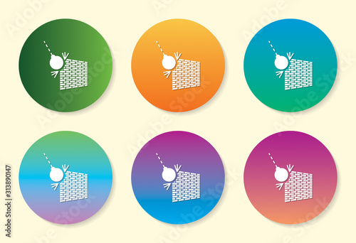Wrecking Ball six color gradient icon design.