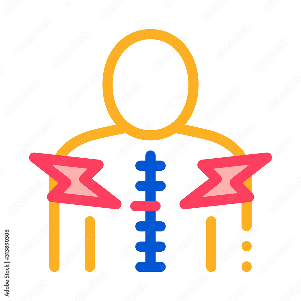 Spinal Pain Icon Vector. Outline Spinal Pain Sign. Isolated Contour Symbol Illustration