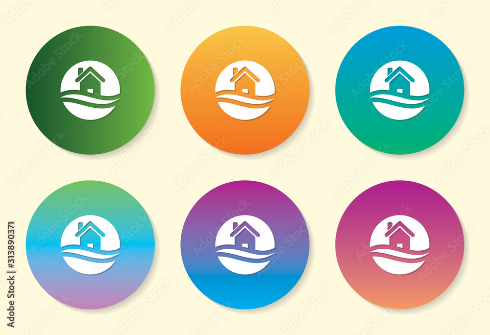 Home six color gradient icon design.