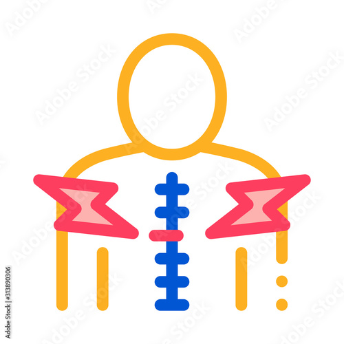 Spinal Pain Icon Vector. Outline Spinal Pain Sign. Isolated Contour Symbol Illustration