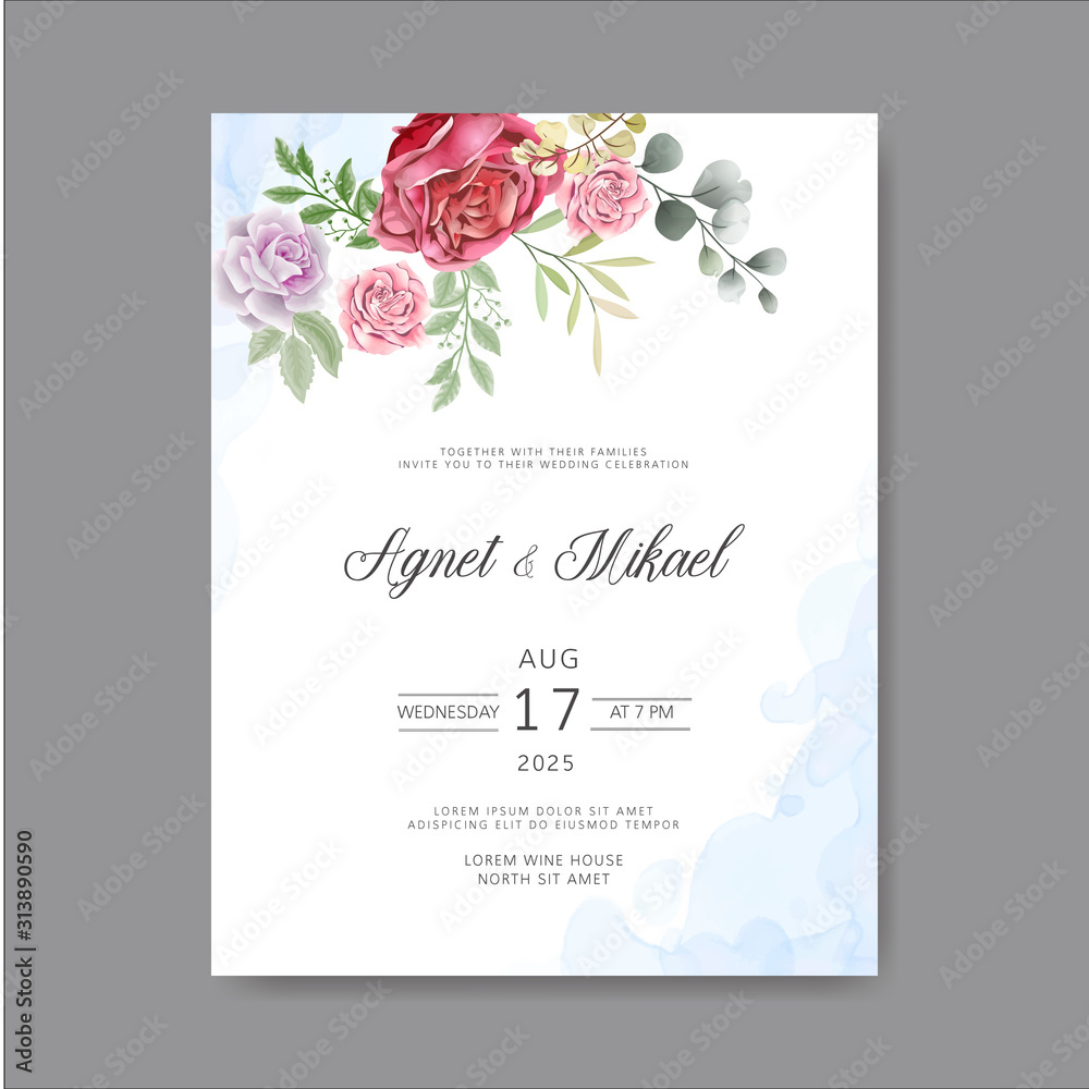 romantic flower vector wedding invitation