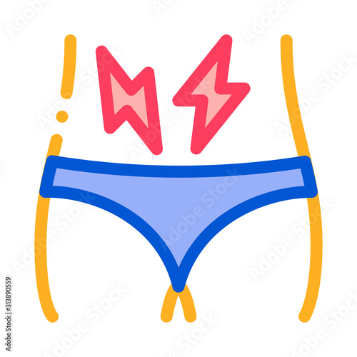 Lower Abdominal Pain Icon Vector. Outline Lower Abdominal Pain Sign. Isolated Contour Symbol Illustration