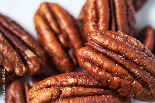pecans on a white background