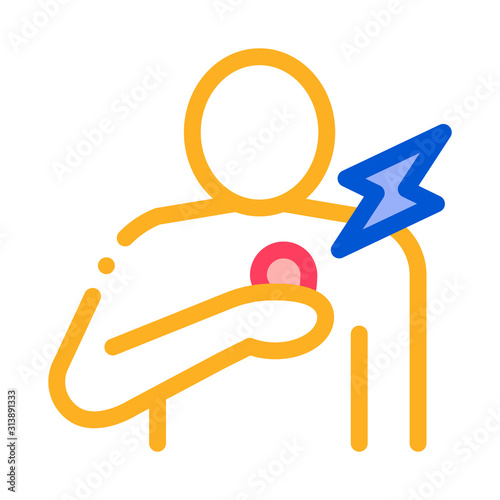 Chest Pain Icon Vector. Outline Chest Pain Sign. Isolated Contour Symbol Illustration