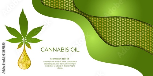  Cannabis droplet with cannabis leaves vector background.Cannabis oil illustration