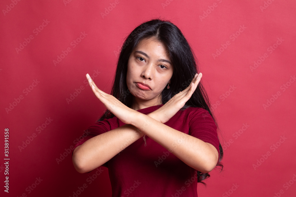 Beautiful young Asian woman say no. Beautiful young Asian woman say no.
