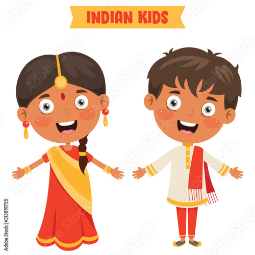Indian Children Wearing Traditional Clothes