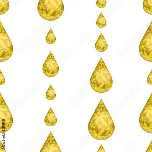 Cannabis oil drop seamless vector pattern
