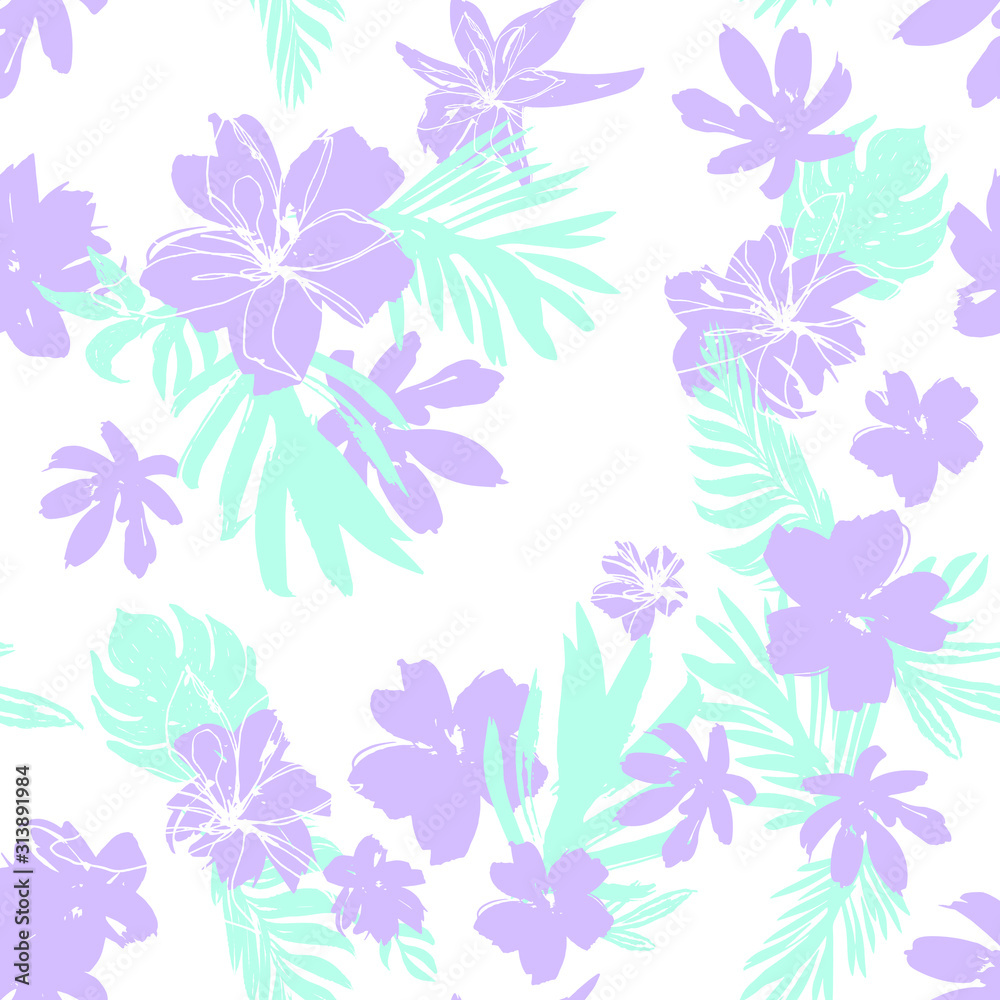 Obraz premium Creative Flowers Fashion Seamless Beautiful Pattern For Surface , Invitation , Notebook, Banner , Wrap Paper ,Textiles, Cover, Magazine ,Postcard Background ,Textile