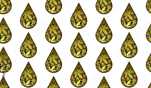 Cannabis oil drop seamless vector pattern
