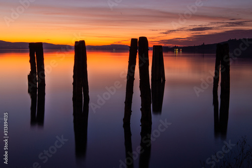 san feliciano sunset on the trasimeno lake Umbria Italy Europe photo