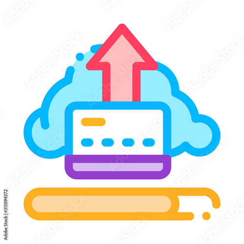 Write-Off Data Through Cloud Storage Icon Vector. Outline Write-Off Data Through Cloud Storage Sign. Isolated Contour Symbol Illustration