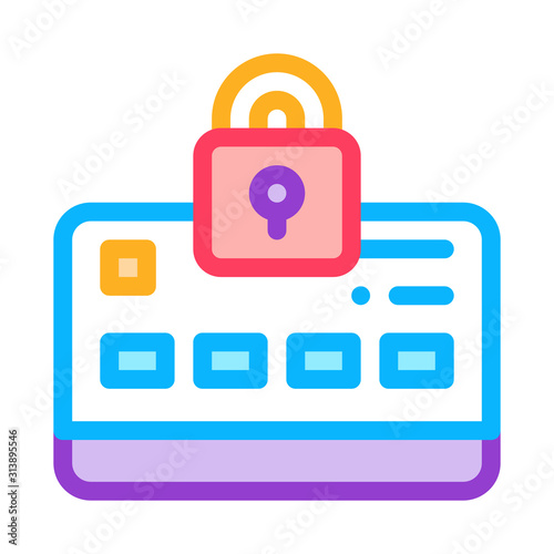 Credit Card Protection Icon Vector. Outline Credit Card Protection Sign. Isolated Contour Symbol Illustration
