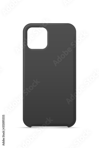 Single empty phone black cover case mockup design