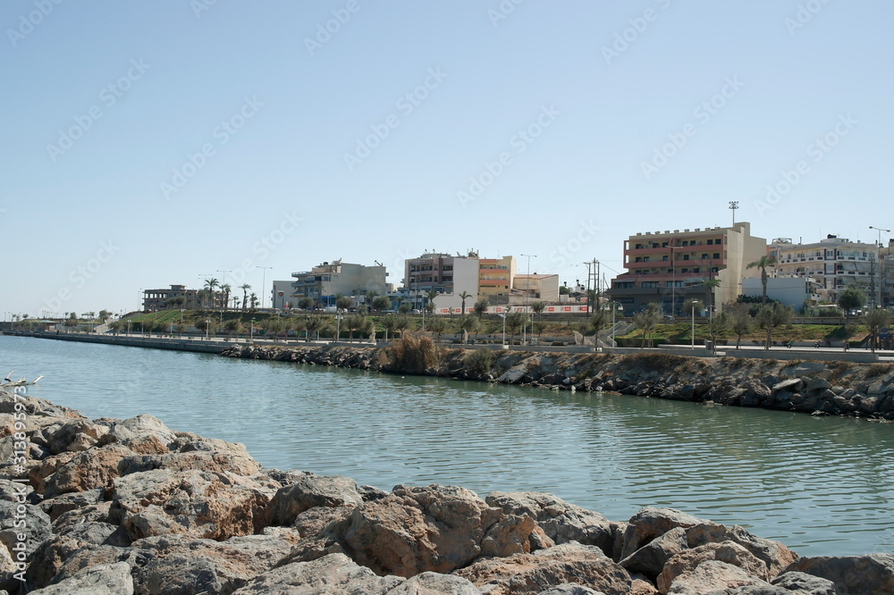 View of the coast of Heraklion from the pier