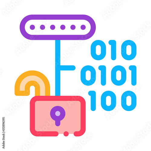 Hacking Binary Code Icon Vector. Outline Hacking Binary Code Sign. Isolated Contour Symbol Illustration