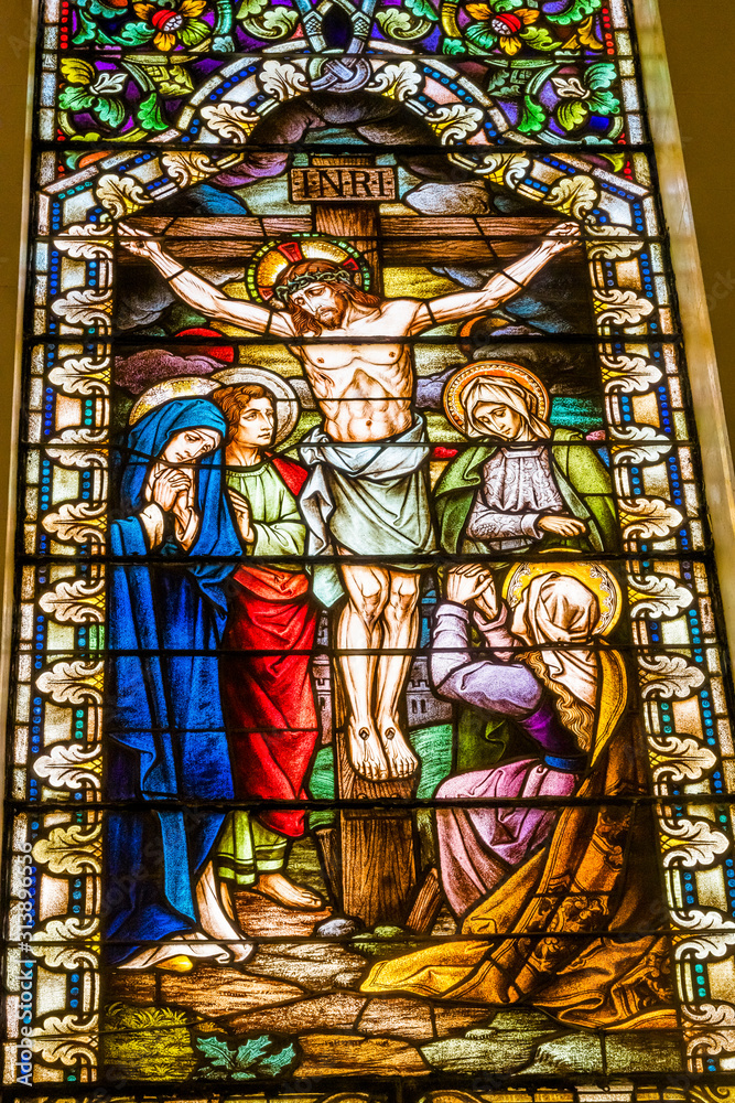 Crucifixion Stained Glass Saint Mary's Catholic Church San Antonio Texas