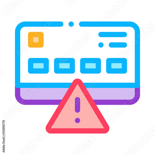 Credit Card Hacking Icon Vector. Outline Credit Card Hacking Sign. Isolated Contour Symbol Illustration