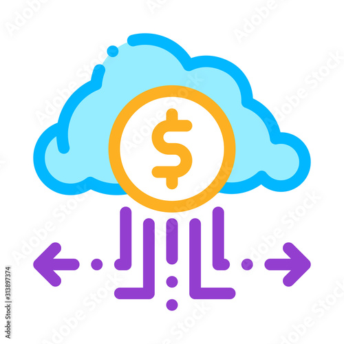 Charge Money Through Cloud Storage Icon Vector. Outline Charge Money Through Cloud Storage Sign. Isolated Contour Symbol Illustration