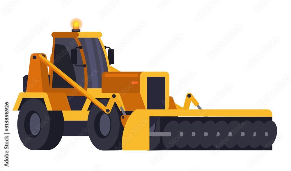 Obraz premium Yellow snow removal bulldozer isolated on white