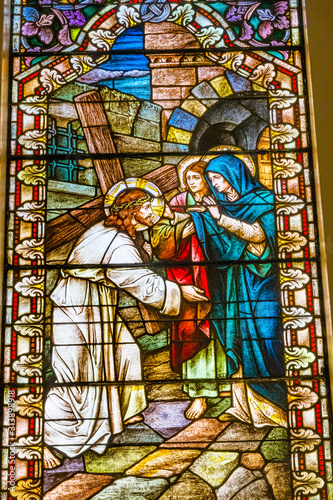 Jesus Cross Stained Glass Saint Mary's Catholic Church San Antonio Texas