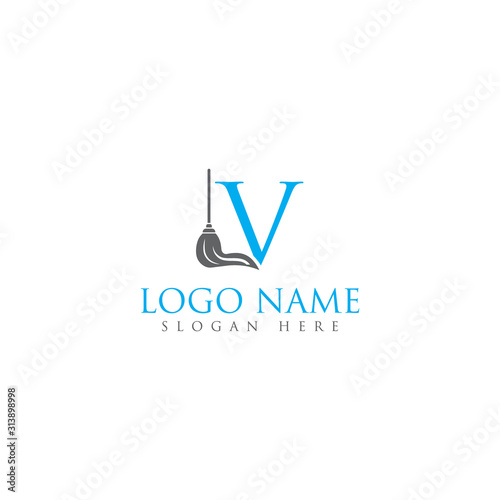 V letter/mop logo design template full vector
