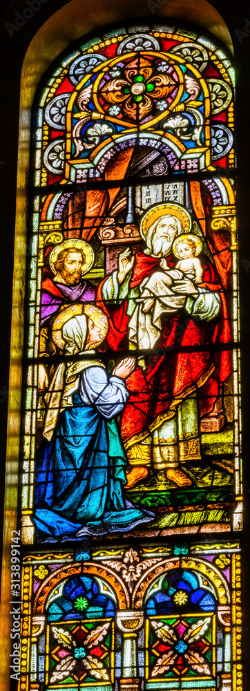 Baby Jesus Simeon Stained Glass Saint Mary's Catholic Church San Antonio Texas