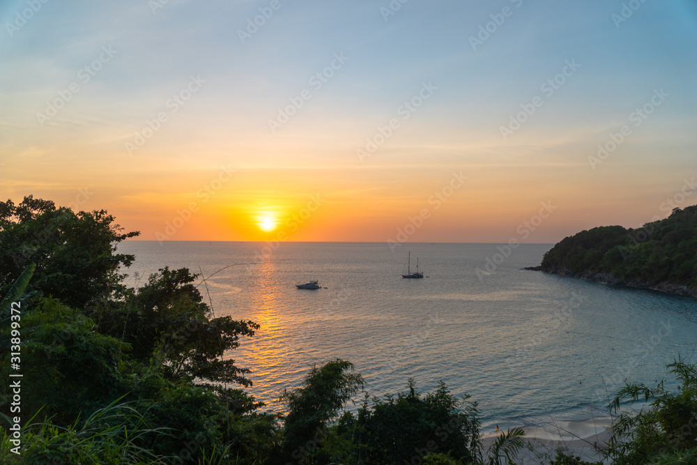 scenery sunset at Meridien beach Phuket Thailand