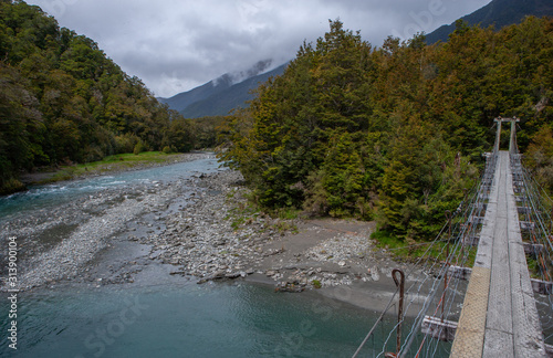 Swingbridge. Blue Pools. River. South Island New Zealand.. Haast Pass Makarora photo