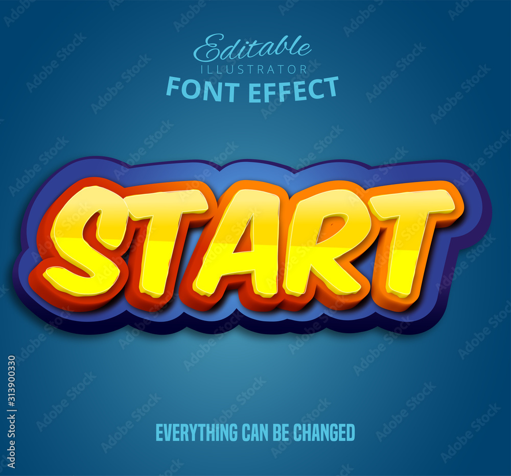 Start text, editable font effect