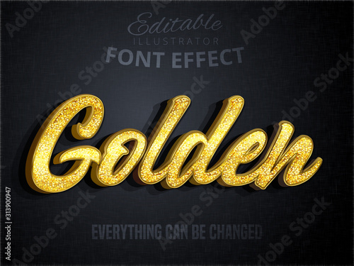 Golden text effect, editable shiny gold font and text style