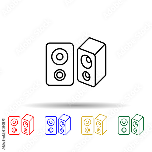 Speakers multi color style icon. Simple thin line, outline vector of computer parts icons for ui and ux, website or mobile application