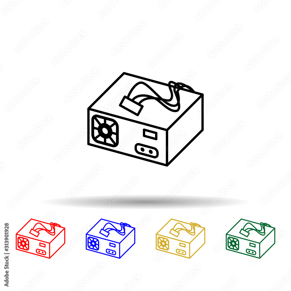 PC Power supply multi color style icon. Simple thin line, outline vector of computer parts icons for ui and ux, website or mobile application PC Power supply multi color style icon. Simple thin line, outline vector of computer parts icons for ui and ux, website or mobile application