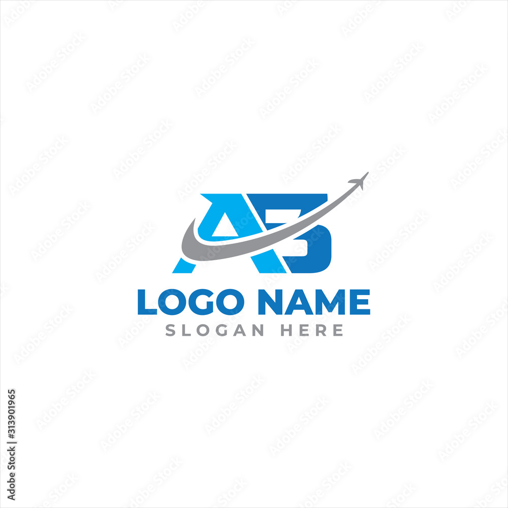 AB travel letter logo design template full vector 