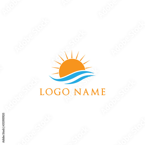 wave/sun rise logo design template full vector