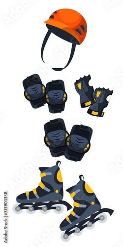 Roller protection flat vector illustration