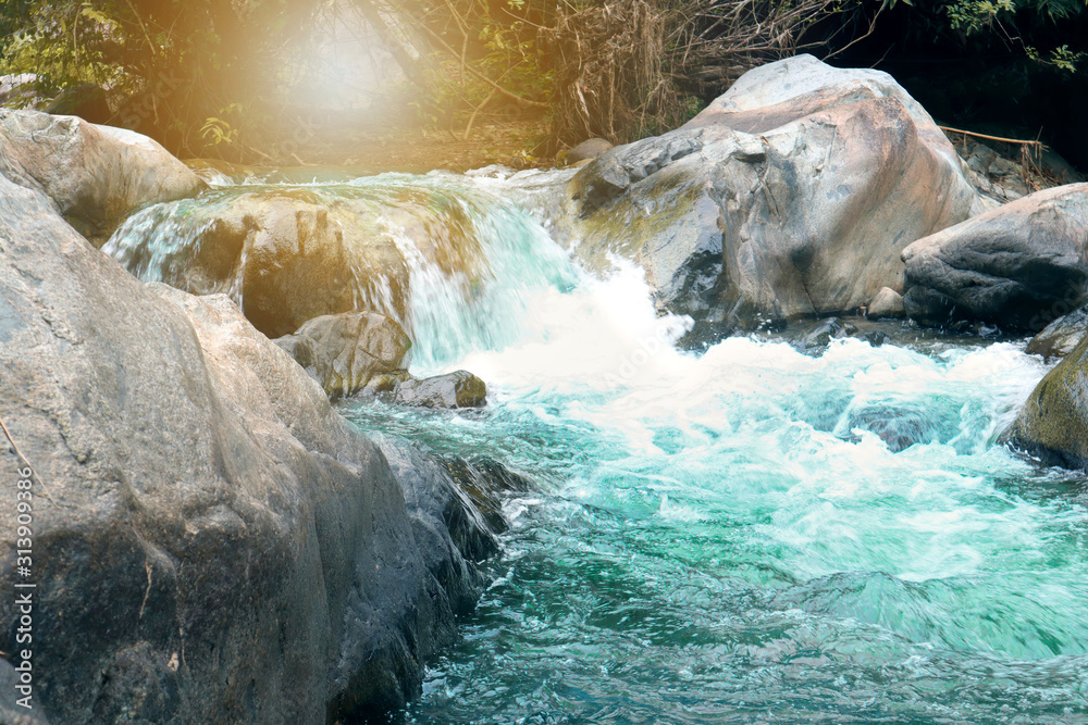 Naklejka premium landscape of beautiful waterfalls in the green forests of Thailand