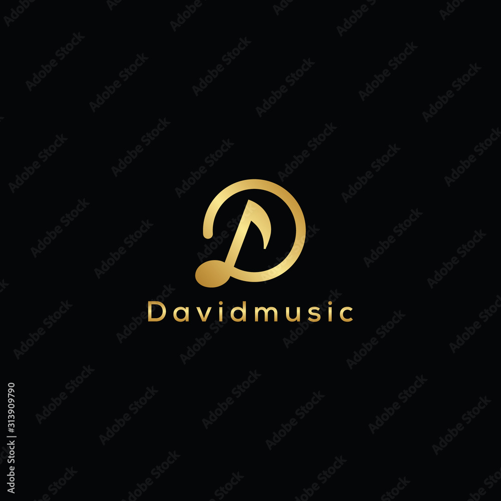 D  Music luxury Letter logo design full vector