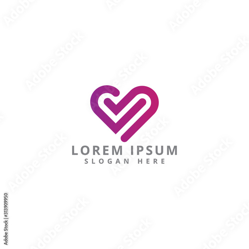 Love check spiral heart logo design template full vector