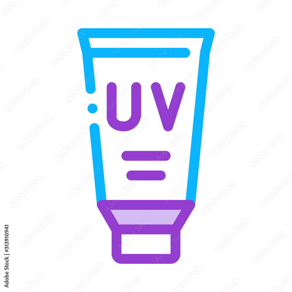 UV Protective Ointment Icon Vector. Outline UV Protective Ointment Sign. Isolated Contour Symbol Illustration UV Protective Ointment Icon Vector. Outline UV Protective Ointment Sign. Isolated Contour Symbol Illustration