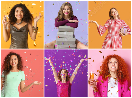 Collage with different happ...