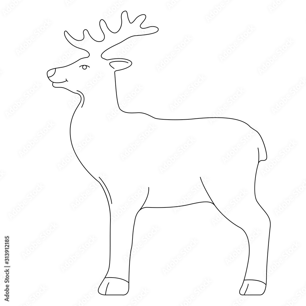 deer cartoon , vector illustration, coloring Stock Vector | Adobe Stock