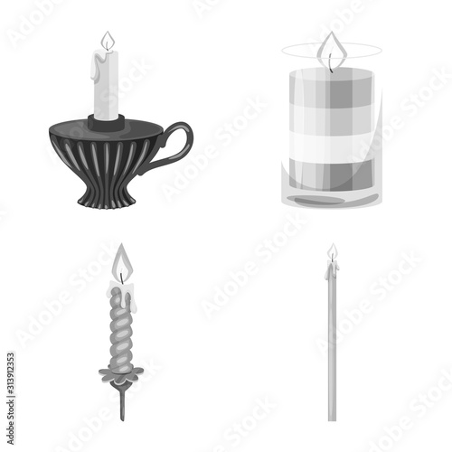 Vector design of paraffin and fire sign. Set of paraffin and decoration stock vector illustration.