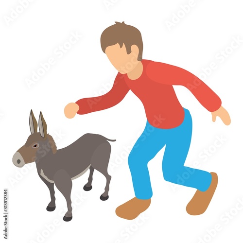 Donkey breeding icon. Isometric illustration of donkey breeding vector icon for web