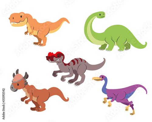 vector drawing of diferent type of dinosaurs 1