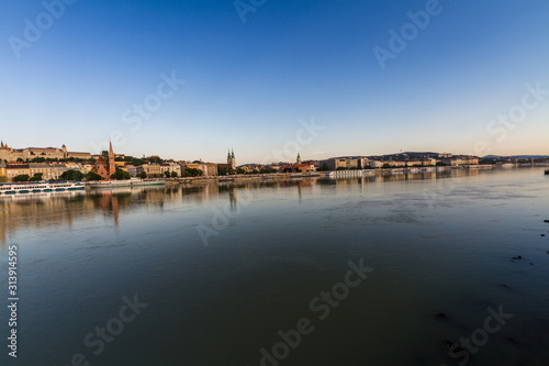 Early morning light on the Danube with Buda side of the river.